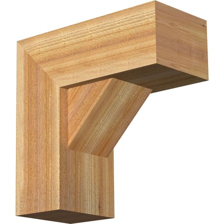Ekena Millwork Traditional Block Rough Sawn Bracket w/ Offset Brace, Western Red Cedar, 8"W x 18"D x 18"H BKT0806X18X18TRA05RWR
